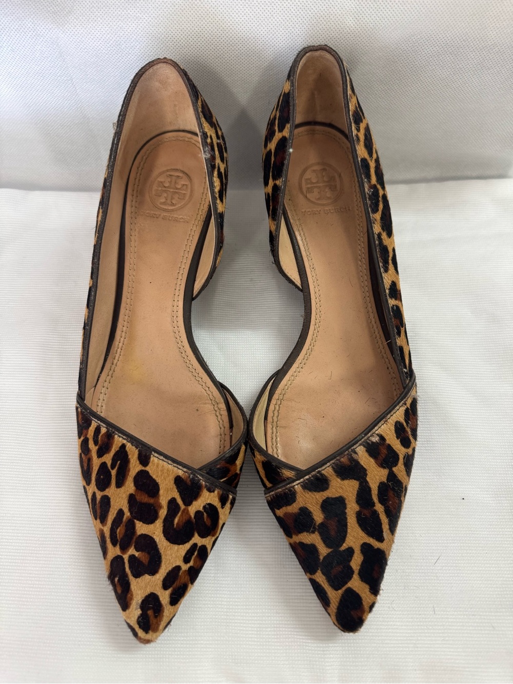 Tory Burch Leopard Print Calf Hair D'Orsay Flats